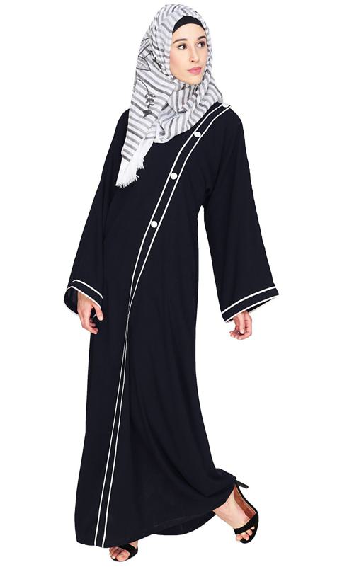Intrigue Angrakha Dubai Style Black Abaya