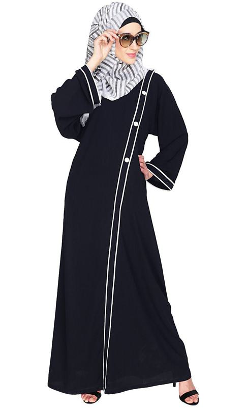 Intrigue Angrakha Dubai Style Black Abaya