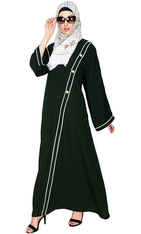 Intrigue Angrakha Dubai Style Green Abaya