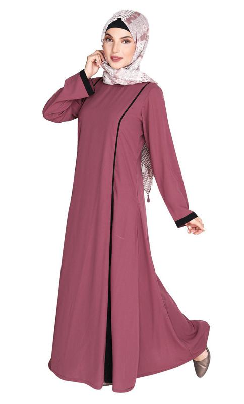 Inverted Pleat Onion Pink Frock Abaya (Made-To-Order)