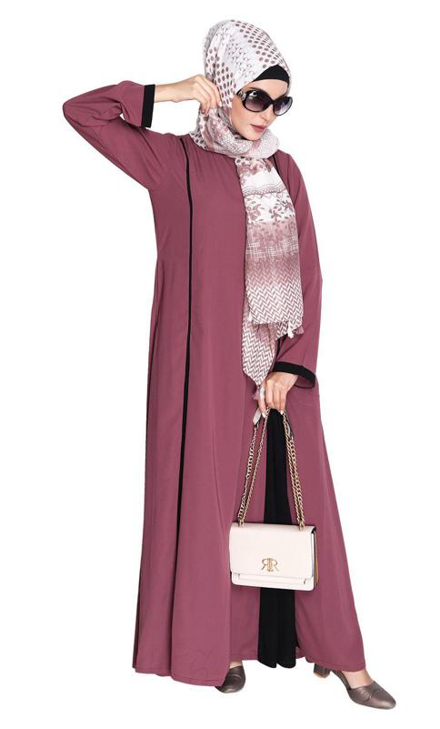 Inverted Pleat Onion Pink Frock Abaya (Made-To-Order)