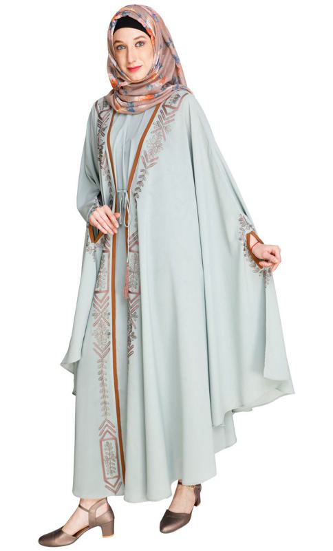 Jacket Style Sage Green Kaftan (Made-To-Order)