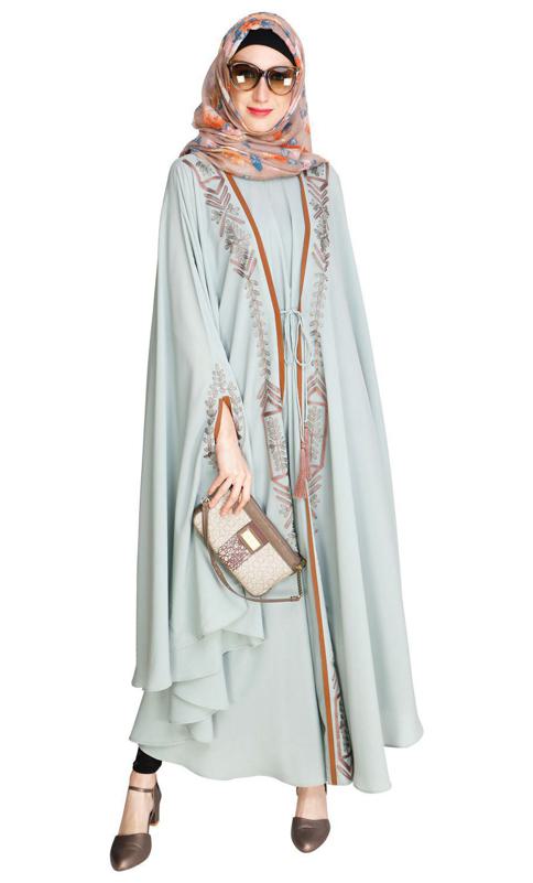 Jacket Style Sage Green Kaftan (Made-To-Order)