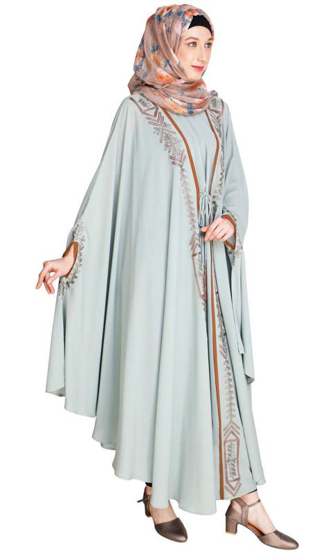 Jacket Style Sage Green Kaftan (Made-To-Order)