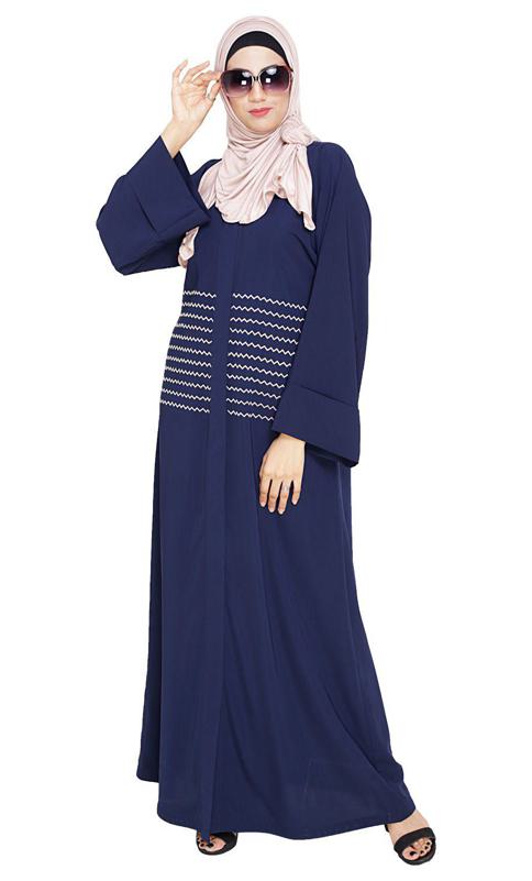 Jazzy Embroidered Blue Dubai Style Abaya