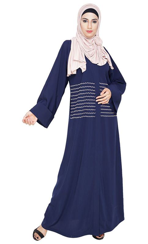 Jazzy Embroidered Blue Dubai Style Abaya