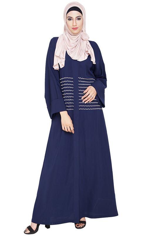 Jazzy Embroidered Blue Dubai Style Abaya