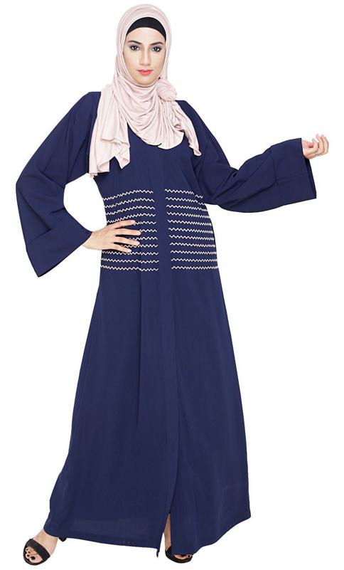 Jazzy Embroidered Blue Dubai Style Abaya
