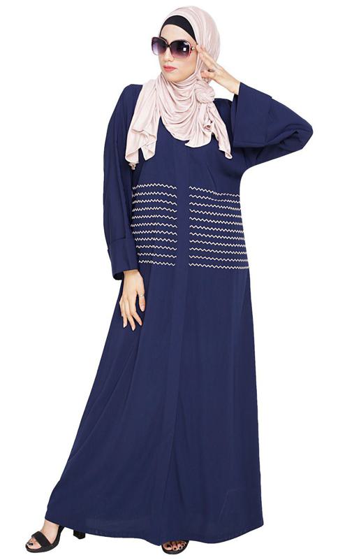 Jazzy Embroidered Blue Dubai Style Abaya