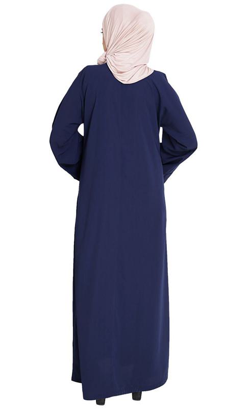 Jazzy Embroidered Blue Dubai Style Abaya