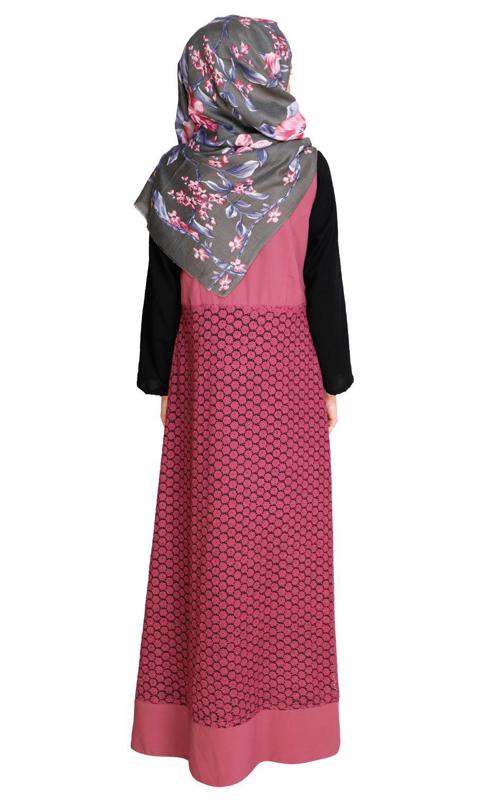 Lace Jacket Black and Pink Abaya (Made-To-Order)