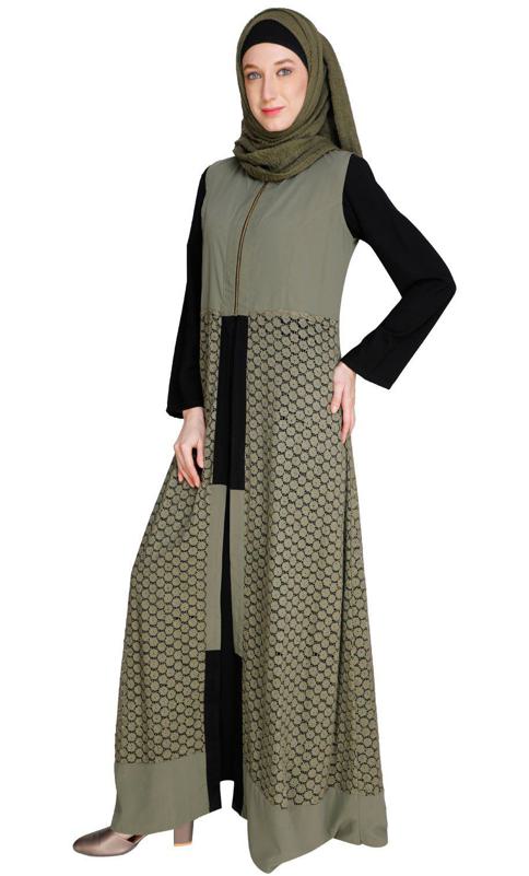 Lace Jacket Dead Mint Abaya (Made-To-Order)