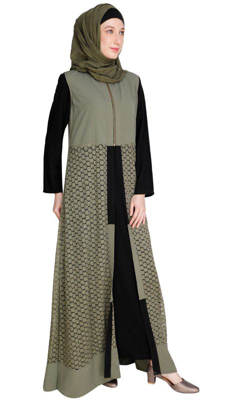Lace Jacket Dead Mint Abaya (Made-To-Order)