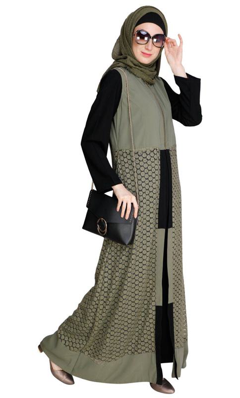 Lace Jacket Dead Mint Abaya (Made-To-Order)