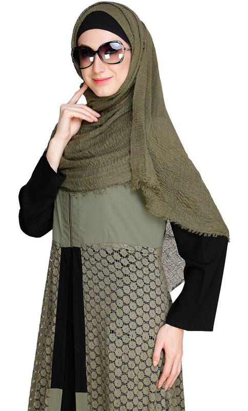 Lace Jacket Dead Mint Abaya (Made-To-Order)