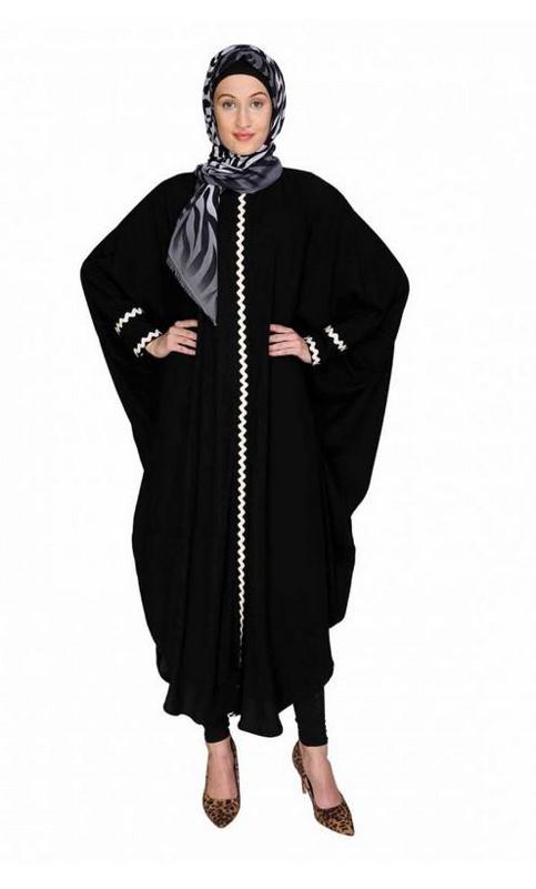 Lace Trim Black Kaftan