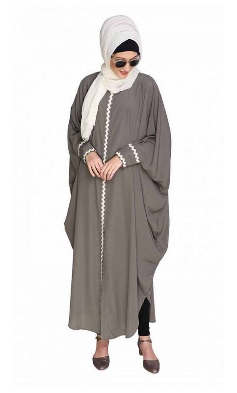 Lace Trim Grey Kaftan (Made-To-Order)
