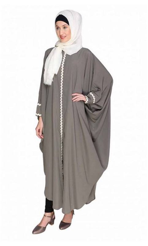 Lace Trim Grey Kaftan (Made-To-Order)