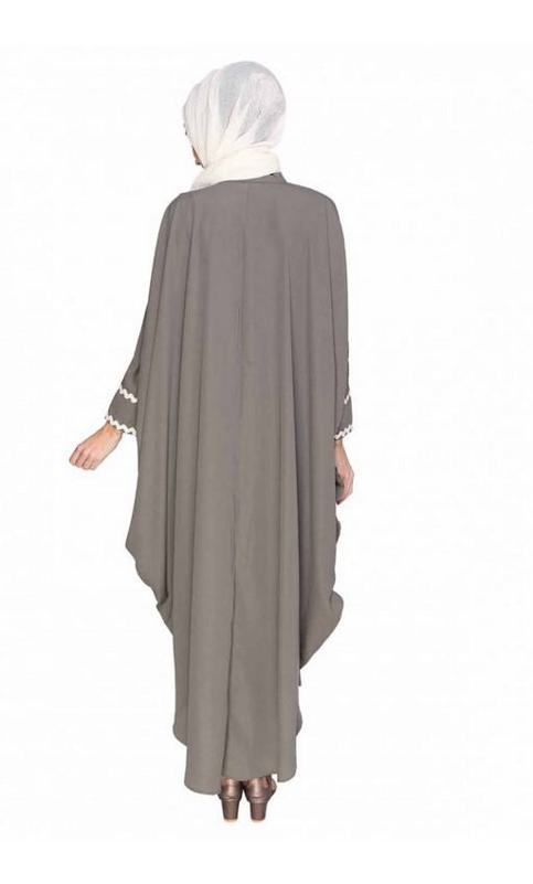 Lace Trim Grey Kaftan (Made-To-Order)