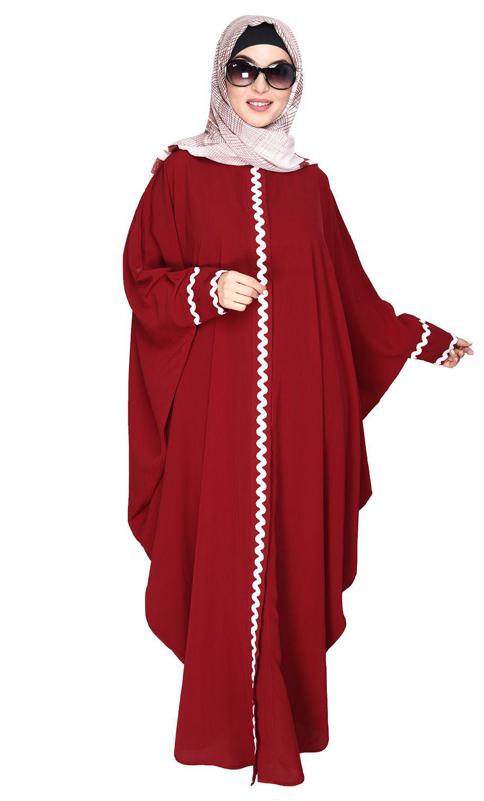 Lace Trim Maroon Kaftan (Made-To-Order)