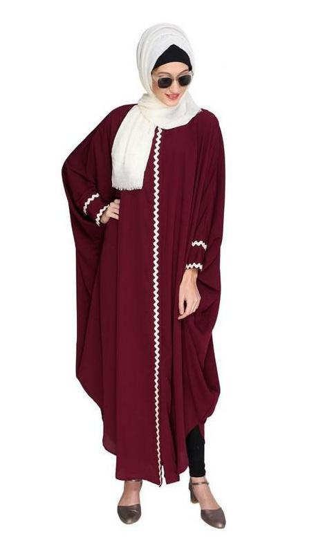Lace Trim Purple Kaftan