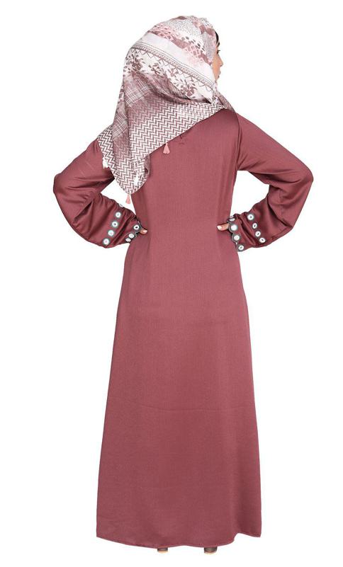 Light Purple Jacket Style Abaya with Exquisite Mirror Work (Made-To-Order)
