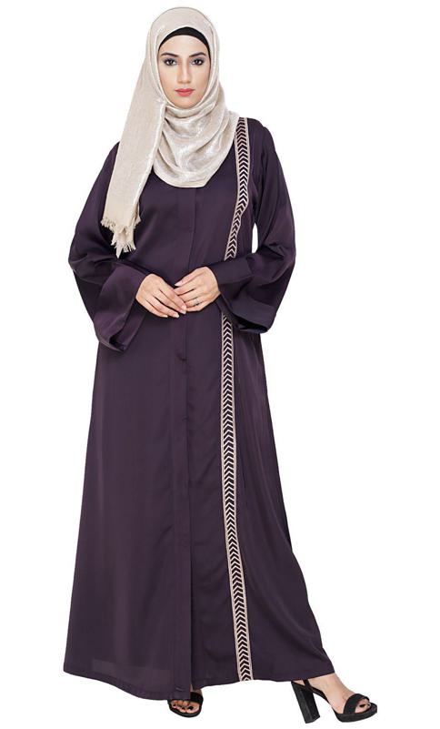 Lofty Dark Purple Dubai Style Abaya (Made-To-Order)