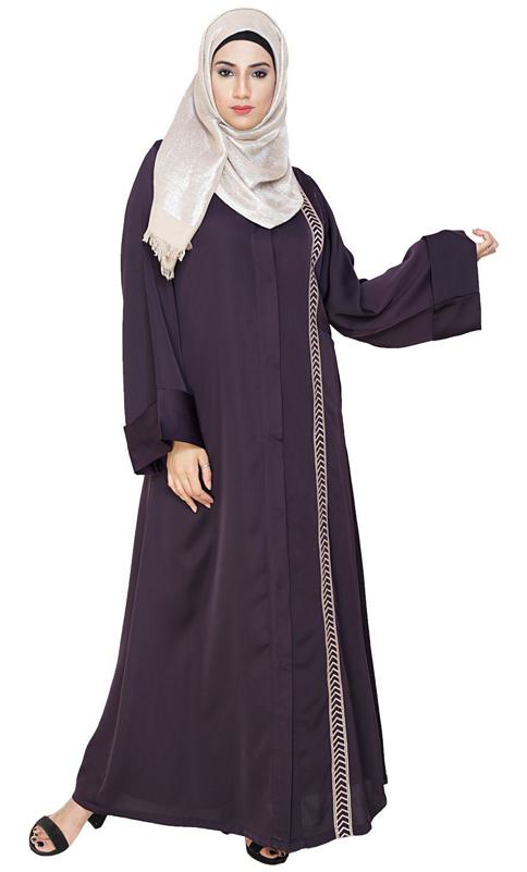 Lofty Dark Purple Dubai Style Abaya (Made-To-Order)