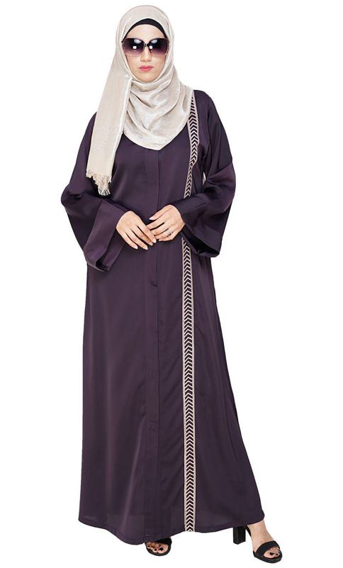 Lofty Dark Purple Dubai Style Abaya (Made-To-Order)