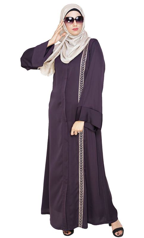 Lofty Dark Purple Dubai Style Abaya (Made-To-Order)