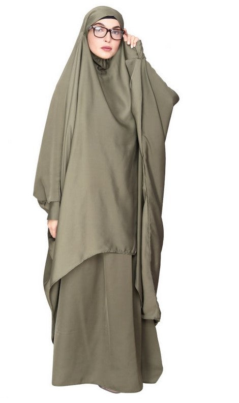 Luxurious Designer Dead Mint Khimar and Skirt Jilbab Set (Made-To-Order)