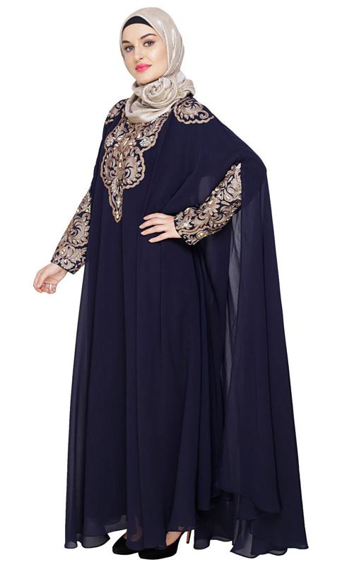 Luxury Blue Irani Kaftan (Made-To-Order)