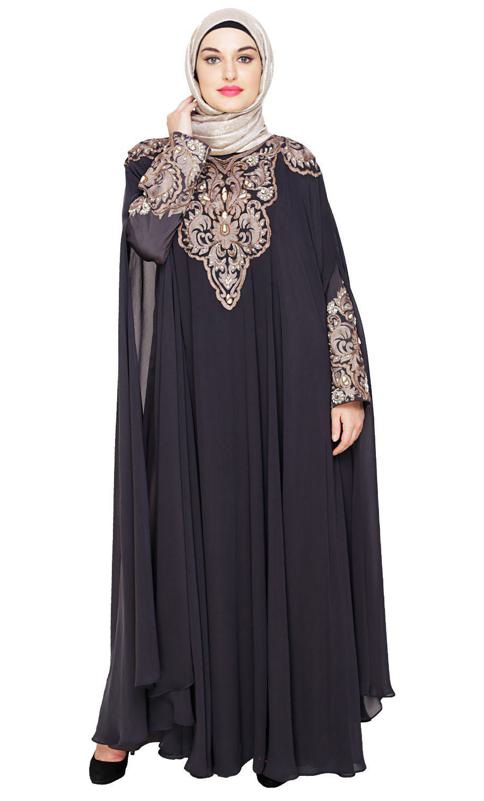 Luxury Dark Grey Irani Kaftan