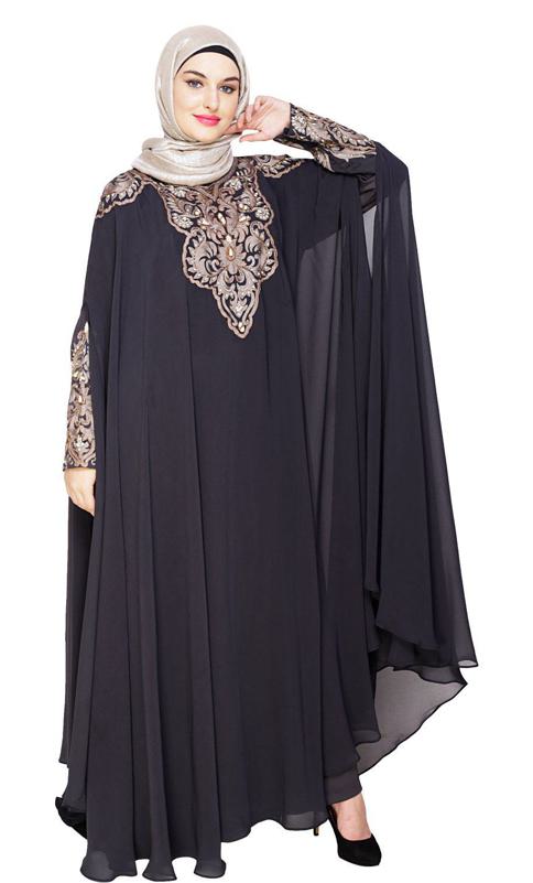Luxury Dark Grey Irani Kaftan