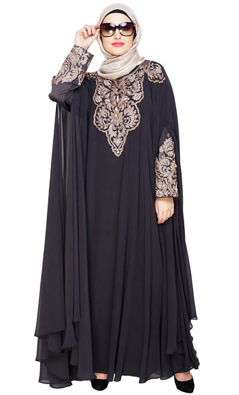 Luxury Dark Grey Irani Kaftan