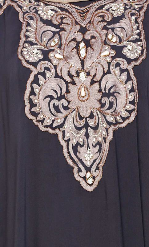 Luxury Dark Grey Irani Kaftan