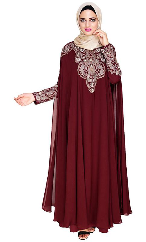 Luxury Wine Irani Kaftan (Made-To-Order)