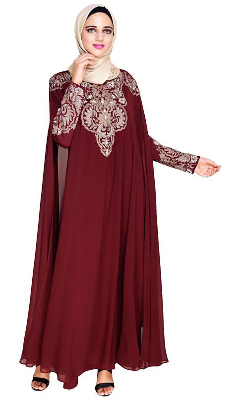 Luxury Wine Irani Kaftan (Made-To-Order)