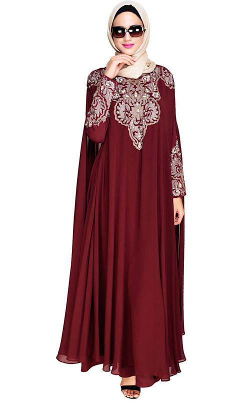 Luxury Wine Irani Kaftan (Made-To-Order)