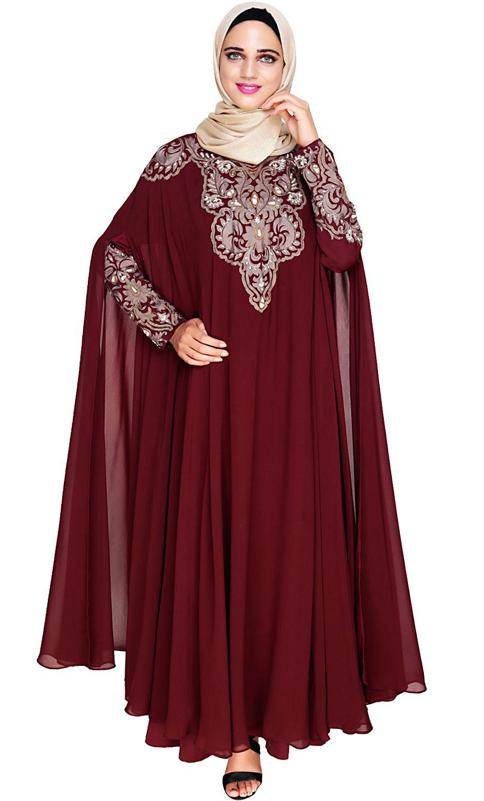 Luxury Wine Irani Kaftan (Made-To-Order)
