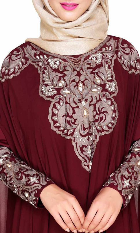 Luxury Wine Irani Kaftan (Made-To-Order)