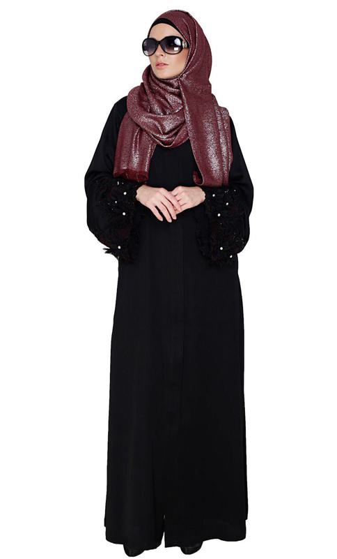 Majestic Black Dubai Style Abaya (Made-To-Order)