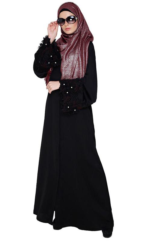 Majestic Black Dubai Style Abaya (Made-To-Order)