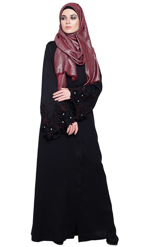 Majestic Black Dubai Style Abaya (Made-To-Order)