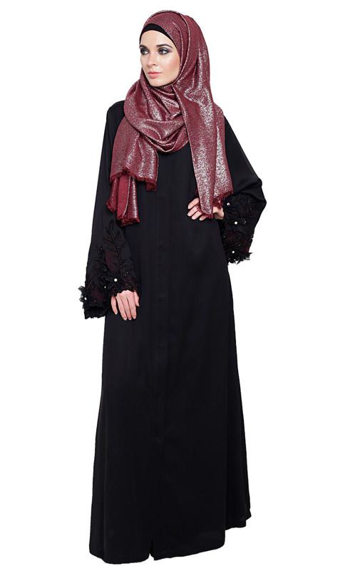 Majestic Black Dubai Style Abaya (Made-To-Order)