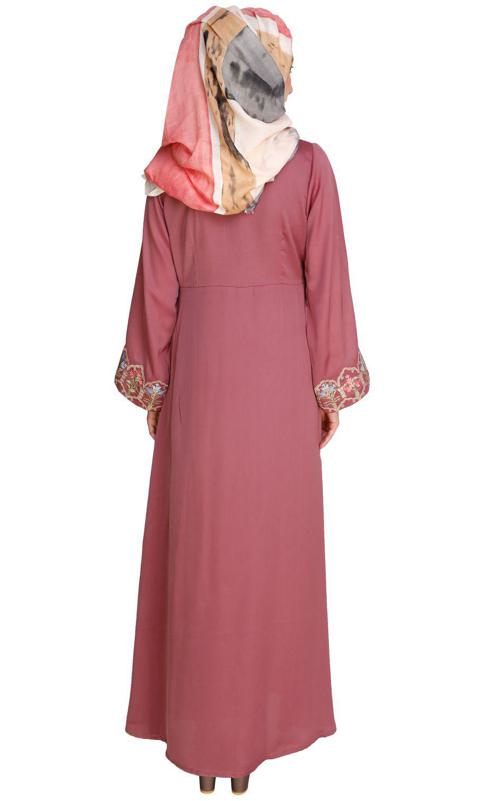 Majorelle Floral Onion Pink Pleated Abaya
