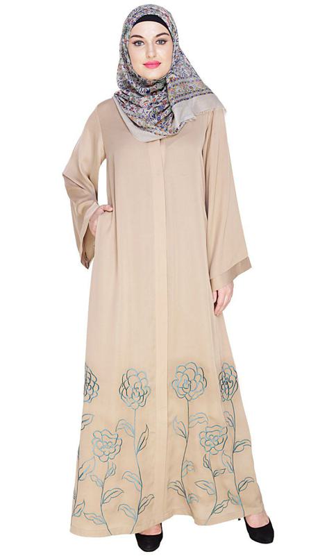 Mesmerising Beige Dubai Style Abaya (Made-To-Order)
