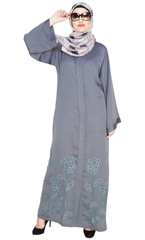 Mesmerising Grey Dubai Style Abaya (Made-To-Order)