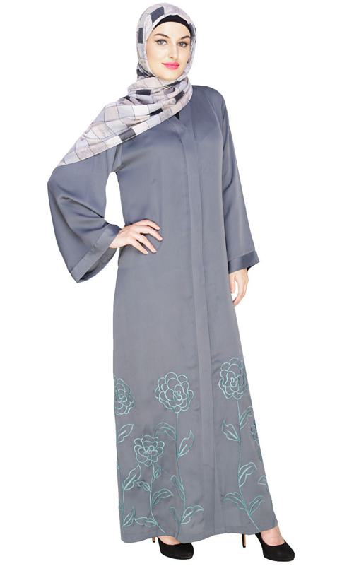 Mesmerising Grey Dubai Style Abaya (Made-To-Order)