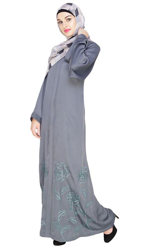 Mesmerising Grey Dubai Style Abaya (Made-To-Order)